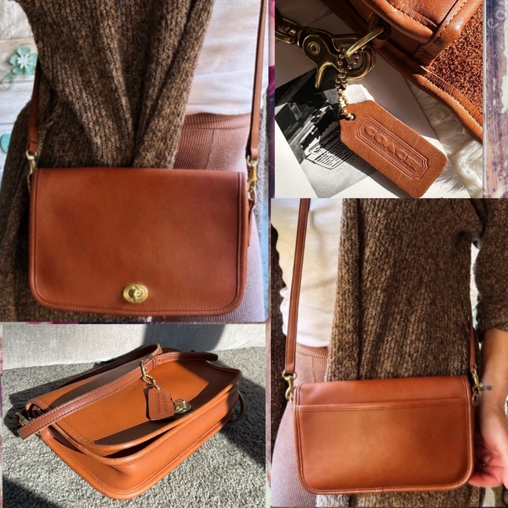VINTAGE COACH BRITISH TAN CROSSBODY PENNY BAG  9755 - Picture 4 of 17
